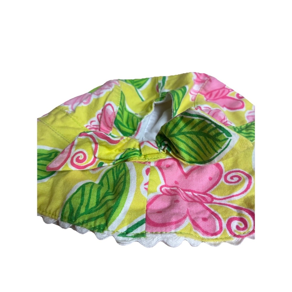 Bonnie Baby Sun Hat Girls 3-6 Months Yellow Pink Butterflies Flowers Back Bow - Picture 4 of 7